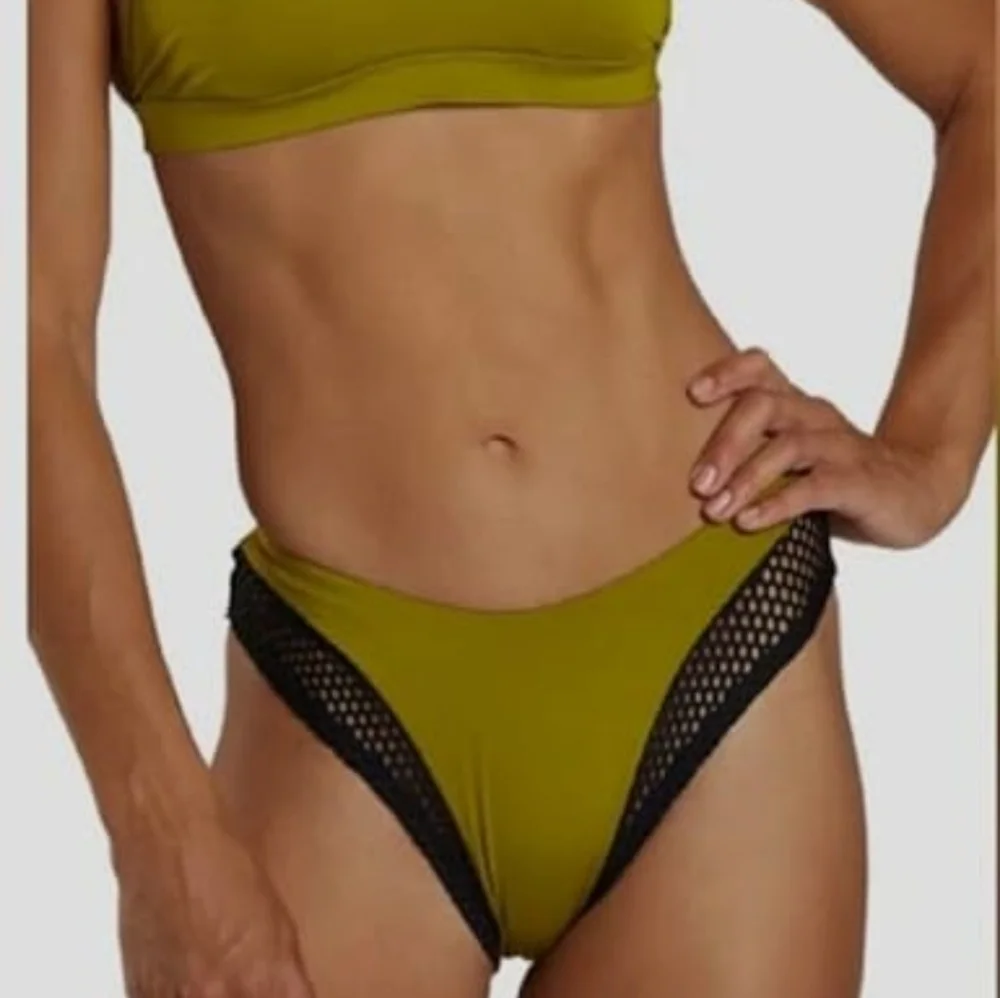 Nike Swim Explore Cheeky Olive green black mesh Sling Bikini Bottom size‎ XL new